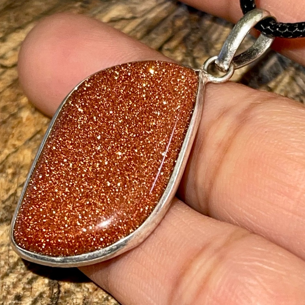 Dainty Golden Sandstone Pendant 1 7/8”